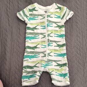 Tea Collection Green and White Alligator Bodysuit